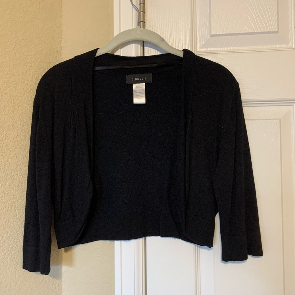 B Darlin Black Cropped Cardigan Sweater